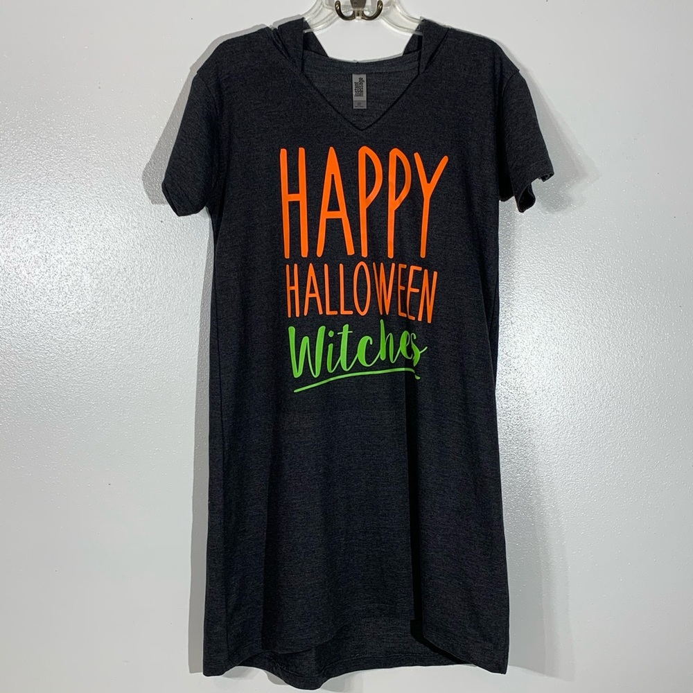 Halloween Hooded Graphic Sweater Dress - Medium
